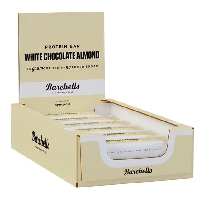 12 x Barebells Proteinbar 55 g White Chocolate Almond bilde 1