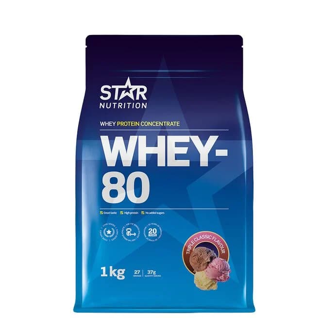 Whey-80 Myseprotein 1 kg Triple Classic Ice Cream bilde 1